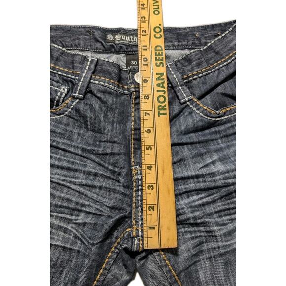 Vintage Y2K Southpole Slim Fit Jeans Sz 30 Distressed Wash Contrast Stitching - Picture 15 of 16